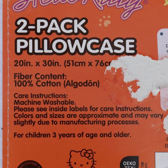 Hello Kitty Halloween Standard Pillowcases 2 Pack Pumpkin Bats - Picture 3 of 4